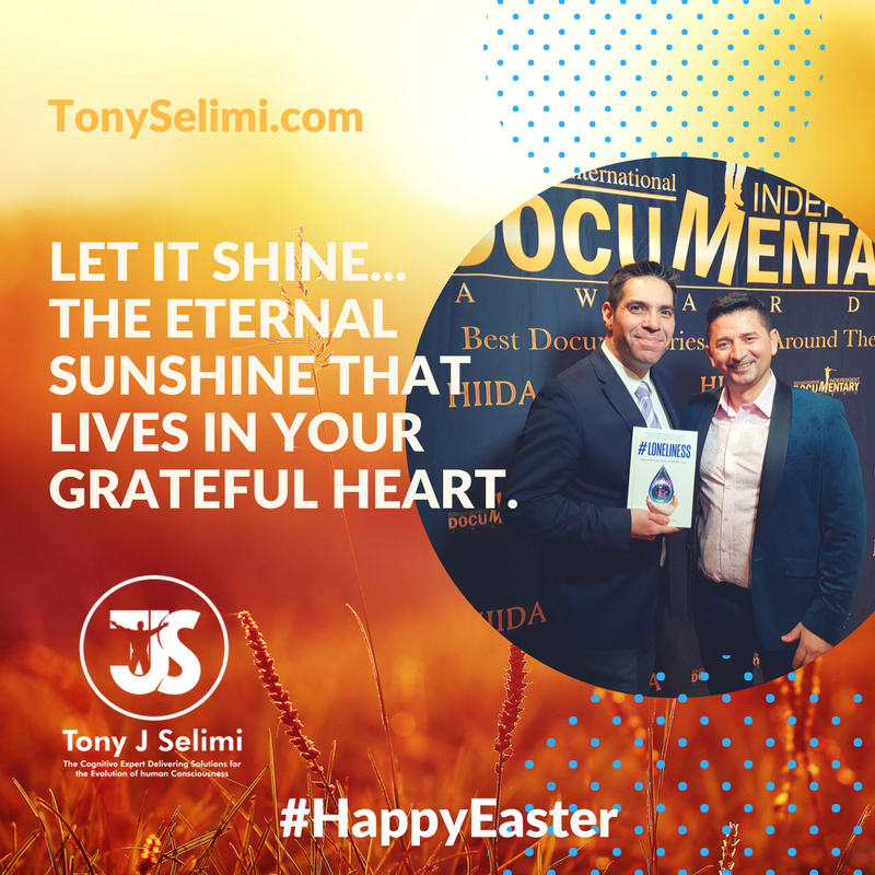 TonyJSelimi's tweet photo. @AaronMSanchez To you, your family and humanity may you all have a love-infused #Easter2018 #Loneliness #Oneness #Love #Unity #ManTalk #TJSMethod #TJSEBP2030 #NOH #MaximisingHumanPotential @VirginUnite @UN @Pontifex @ABCNetwork @JoelVdM @TimeaVdM @PaulMMcMonagle @TimeaVdM https://t.co/mkjU3RtOoz