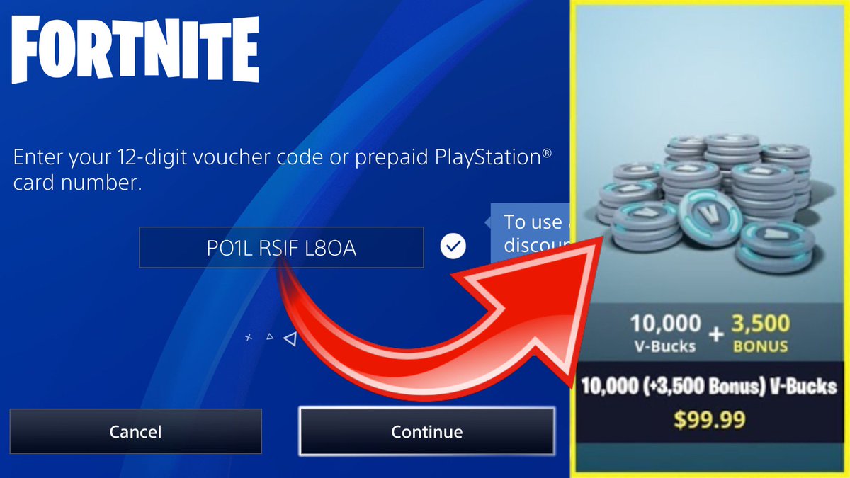 10 000 3 500 v bucks available to all ps4 players who enter this code which goes live at 8pm bst midday pt redeem code po1l rsif l8oa fortnite - codes for fortnite v bucks ps4