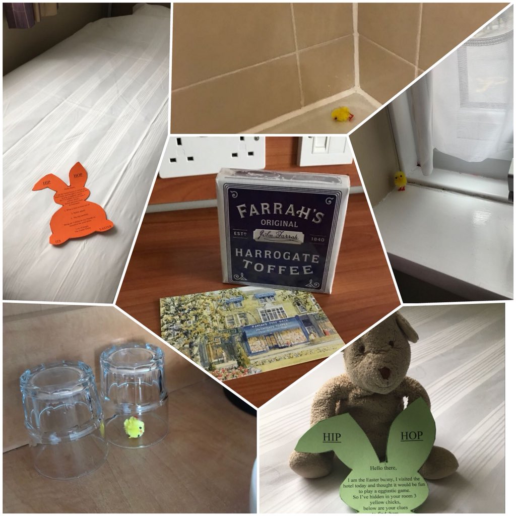 harrogatesouth's tweet photo. HipHop 🐰the easter bunny left 3 chicks in each room for a prize and a wedding anniversary to top it off #PIEasterWoW #chickhunt #EasterBunny #funtimes @michaelhunter62 @AndyFr4ncis @SDEBDD https://t.co/3iMG9beq95