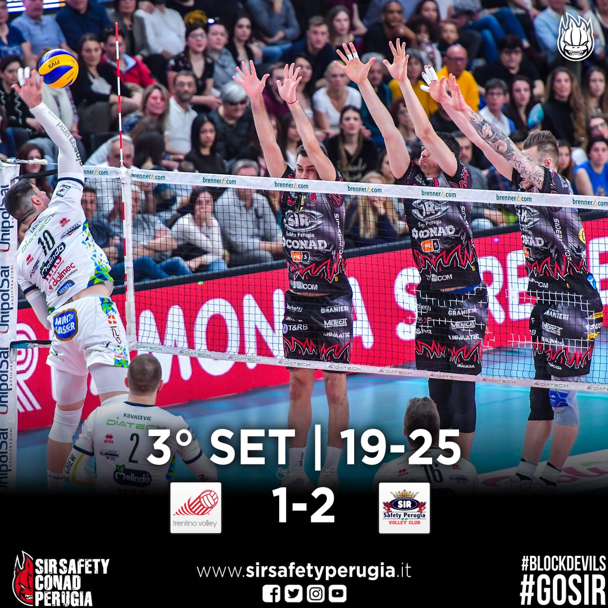 SIRVolleyPG's tweet image. Ci pensa Zaytsev a chiudere il 3° set, fermando il punteggio sul 19-25! Ed ora siamo avanti 2-1! #3SET #ChePlayoff #Superlega #TrentoPerugia #GoSir #BlockDevils #RCD #ORAèADESSO