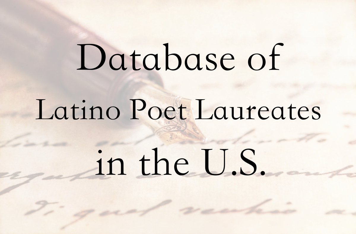 Latino Book Review (@latinobookrev) on Twitter photo Database of Latino Poet Laureates in the U.S. <a href="/cilantroman/">Juan Felipe Herrera</a> <a href="/wapoetlaureate/">Arianne True</a> <a href="/ClaudiaC_L/">Claudia Castro Luna</a> <a href="/AlbertoRiosAZ/">Alberto Ríos</a> @LaurAnnGuerrero <a href="/carmentafo/">carmen</a> @rugamarspr <a href="/OctQuintanilla/">Octavio Quintanilla</a> @gwendolynzepeda <a href="/luisjrodriguez/">Luis Rodriguez</a> @rodneyxgomez <a href="/EdwardVidaurre/">Edward.Vidaurre</a> <a href="/suapri78501/">Priscilla Celina</a> <a href="/freeh2040/">Bryan Medina</a>
Via: latinobookreview.com/database-of-la… Database of Latino Poet Laureates in the U.S. <a href="/cilantroman/">Juan Felipe Herrera</a> <a href="/wapoetlaureate/">Arianne True</a> <a href="/ClaudiaC_L/">Claudia Castro Luna</a> <a href="/AlbertoRiosAZ/">Alberto Ríos</a> @LaurAnnGuerrero <a href="/carmentafo/">carmen</a> @rugamarspr <a href="/OctQuintanilla/">Octavio Quintanilla</a> @gwendolynzepeda <a href="/luisjrodriguez/">Luis Rodriguez</a> @rodneyxgomez <a href="/EdwardVidaurre/">Edward.Vidaurre</a> <a href="/suapri78501/">Priscilla Celina</a> <a href="/freeh2040/">Bryan Medina</a>
Via: latinobookreview.com/database-of-la…