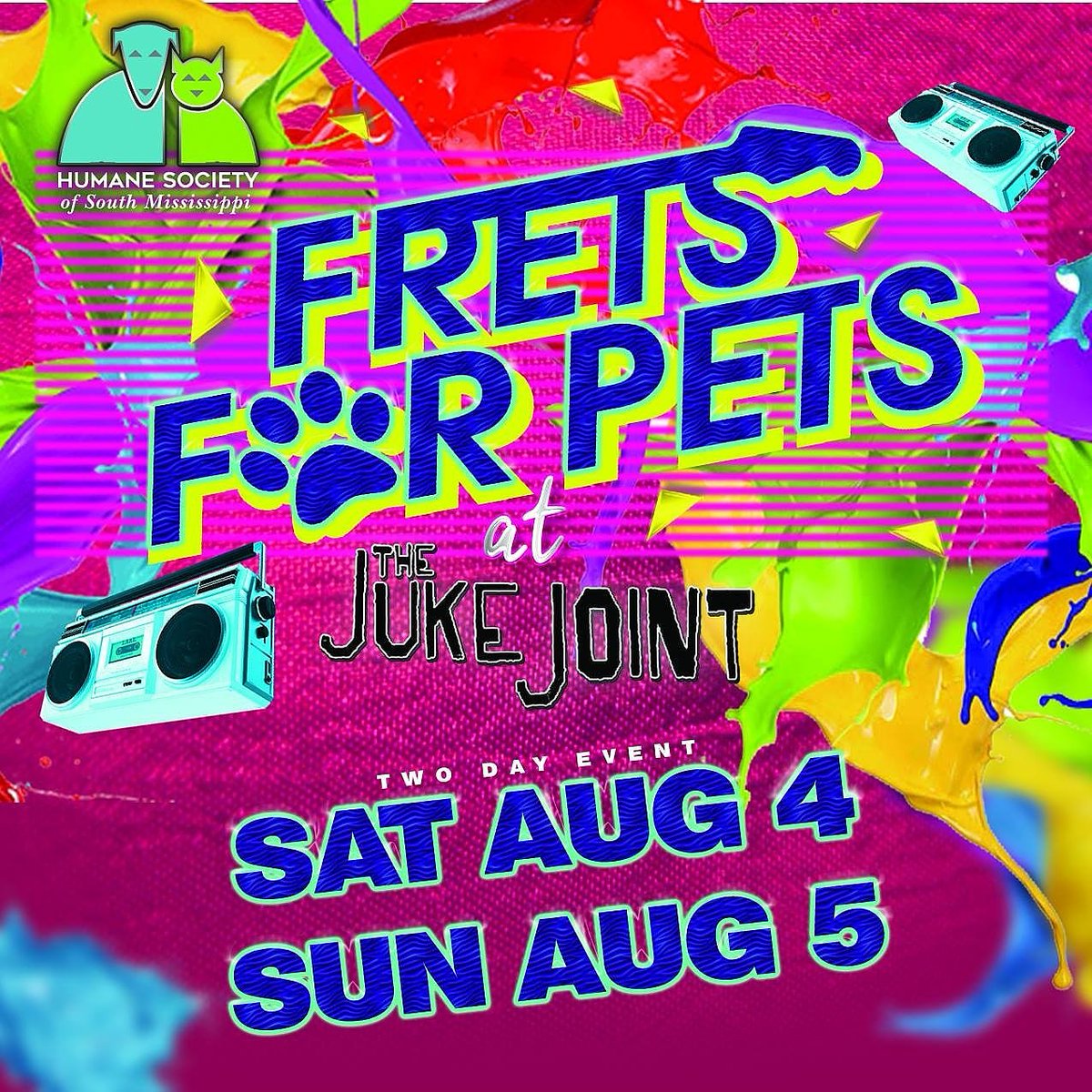 FretsForPets's tweet photo. It's April Fools Day, but we assure you that this is not a joke. That's right, not one but TWO DAYS! Mark your calendars as we prepare for our biggest event yet. More details to come. #fretsforpets #gulfcoast #music #charity #AprilFool #cats #dogs #humanesociety #mississippi https://t.co/GCxhcPFJ6G