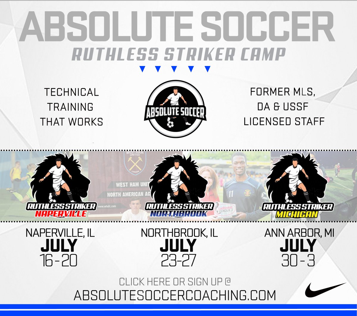 SoccerAbsolute's tweet photo. Looking forward to the Summer &amp; Working with all the Absolute Players 👍 #soccercamp #chicagosoccer #absolute #notheretobeaverage @coachwormall @CoachNevill https://t.co/KnPlvfOsQn