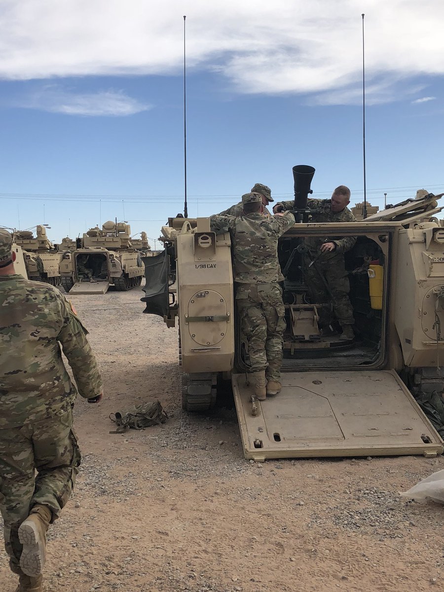 1_98CAV's tweet image. Charlie Troop 1-98 CAV out of Fulton, MS Mortar section conducts gun drills as training intensifies and readiness increases for future missions. Featured in the picture (SGT Furr, SPC Reeves, PVT Guitron, PVT Ware)   #increasingreadiness #leadtheway