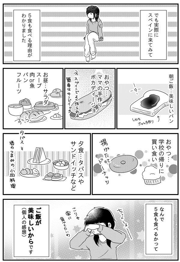 33話「スペインでは一日5食たべる」 - 漫画「うだまのスペイン留学記」  