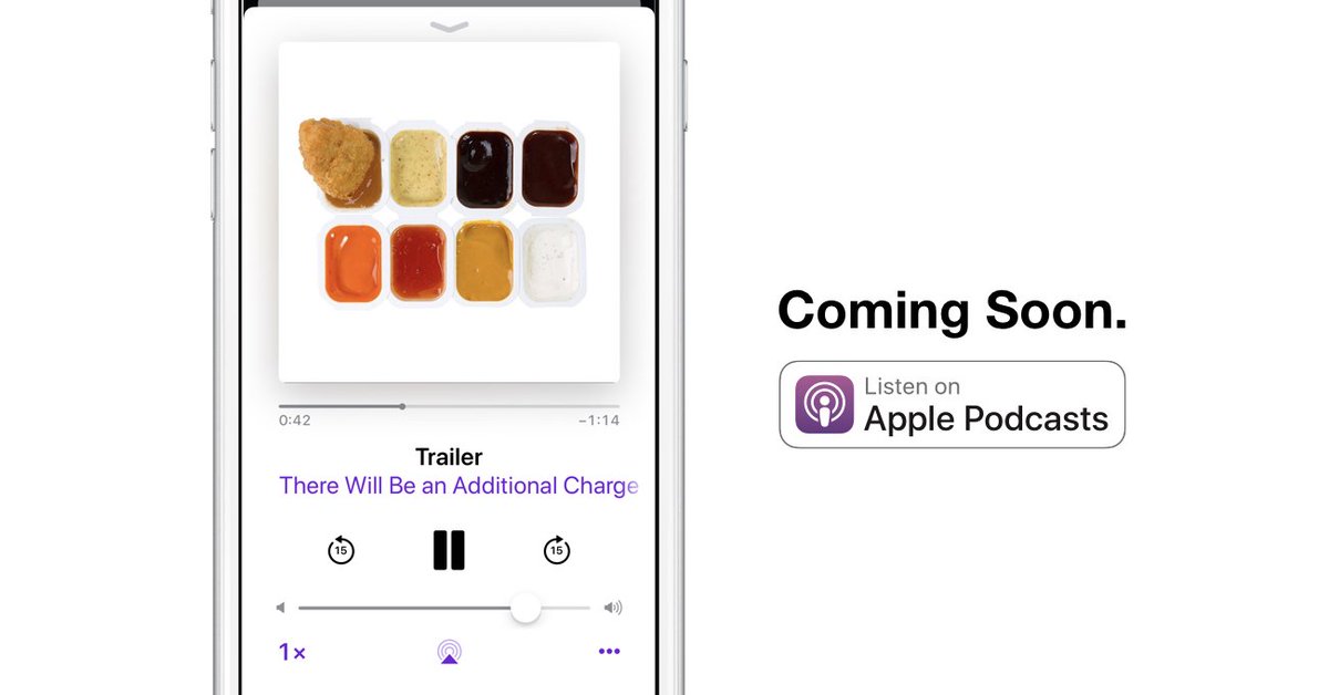 Everyone always asks me when I'll create my own podcast. Excited to announce my new show, "There Will Be An Additional Charge for Extra Sauces (<a href="/ExtraSaucesPod/">Extra Sauces Pod 🌶🍔🌮🥪🍣🍕</a>) ." 

Coming Soon. Subscribe free on <a href="/ApplePodcasts/">Apple Podcasts</a>:  itunes.apple.com/us/podcast/the…