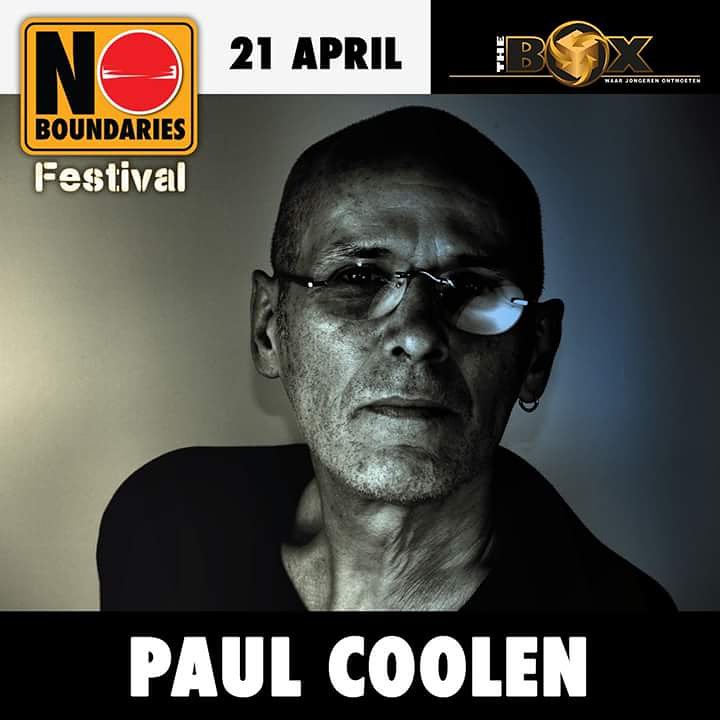 Bevestigd:21 April Paul Coolen @ No Boundaries 

Van popsongs tot gevoelige ballades, begeleid door eigen opnames en teksten in de Nederlandse taal, neemt hij je mee in zijn intrigerende wereld. Laat je verrassen op No Boundaries door deze ras muzikant.#hilvarebeek #festival