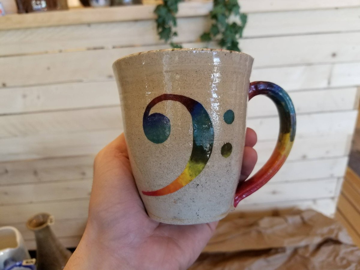 Beth Welty  beautiful underglazed mug out of the kiln.  Message her if you'd like to buy one!