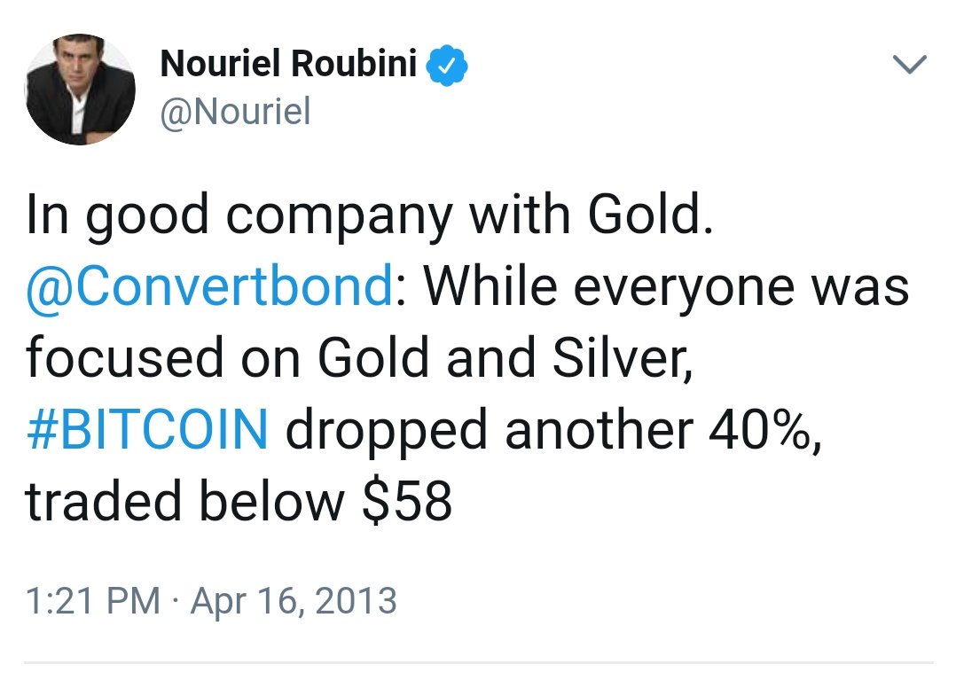 Correction: Roubini hasn't been mocking Bitcoin since it was $600. He's been mocking it since it was $58. Imagine how short your attention span must be, & how strong your self-delusion, to gloat with vindication during every dip from $58 to $7,000.