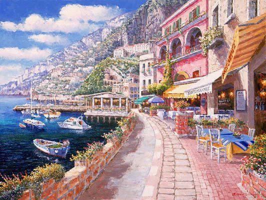 Sung Sam Park 'Dockside at Amalfi' #landscape #painting