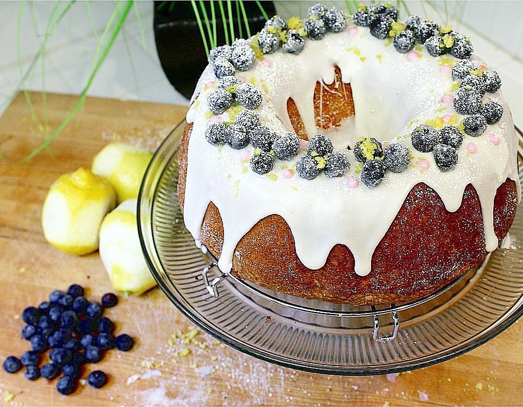 Lemon Bundt cake with candied blueberries and did I mention CBD infused! #truecomfortfood #feelgoodcake 🐇🌼🌸Happy Easter to those that celebrate and for those that don't enjoy the chocolatey/sweets discount candy at the store tomorrow. I know I will..😈🍫🍬🍭😆💖😉🍬