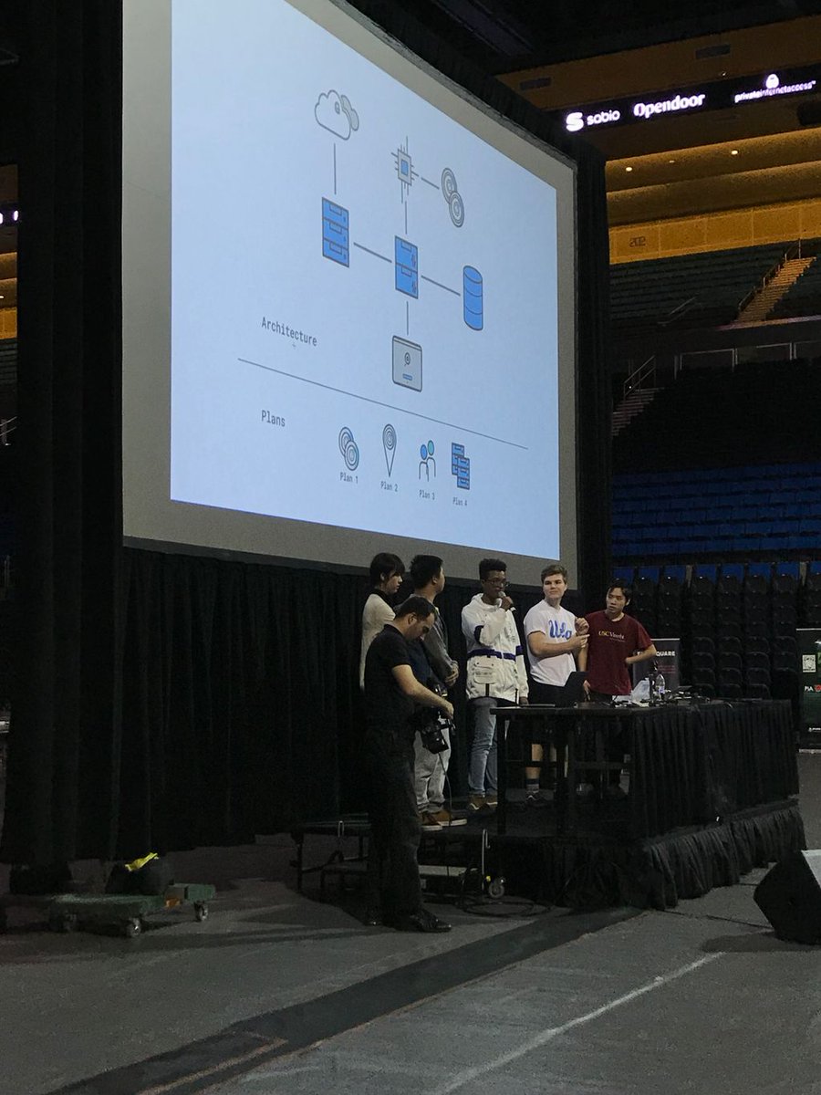 MLHacks's tweet photo. Top 5 team at #LAHacks2018 CtrlFEverything doing a live demo of their IoT device! @LAHacks https://t.co/AbxeCdZmjO