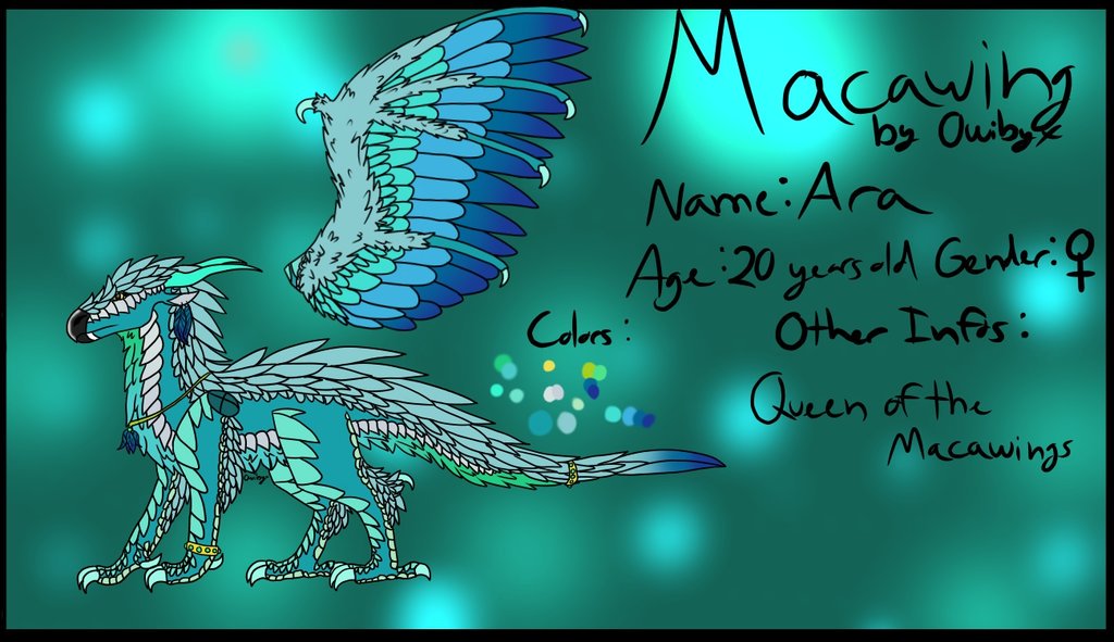 Owibyx on Twitter: How about a few arts from Wings of Fire? 1st: Dreamy Tsunami 2nd: Ara, a Macawing (my fan tribe/specie) https://t.co/77aZg3Phia" / Twitter