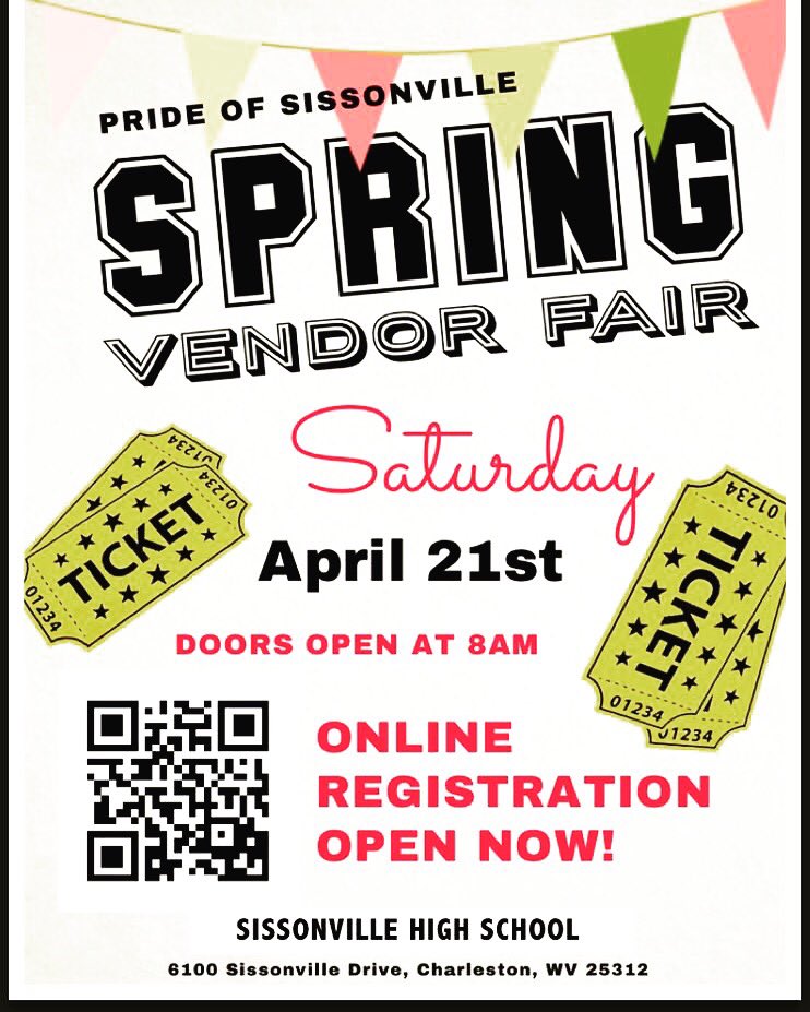 SissonvilleBand's tweet photo. We are accepting applications for vendors until April 6th. Flat $20 fee for a space. Table provided. This will coincide with our Twirling &amp; Dance Competition on April 21st. We expect to have a good crowd. Register online or contact Corey Green, director, for more information. https://t.co/Jy2PkCCsZY