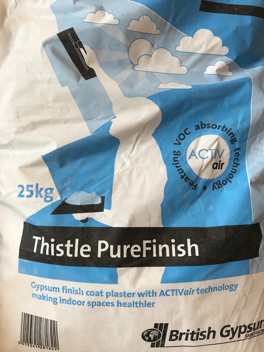 Delivery received and delighted to be using thistle pure finish definitely one of the best finish coat plasters I’ve used and it absorbs 70% of all voc in the air in a room 
#selfbuiders #housebuilding
