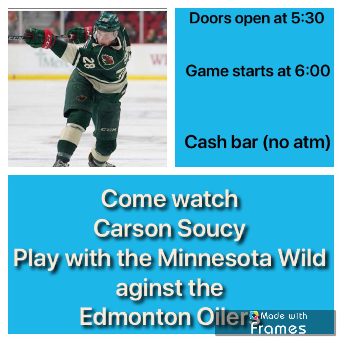 Come on out and support our own Carson Soucy!!!