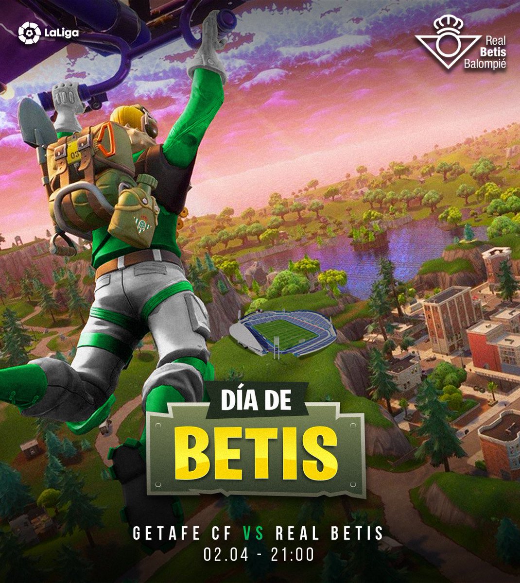 RealBetis's tweet photo. La espera se hizo muy larga, pero ya estamos aquí de nuevo ☺💚 ¡Hoy es  ̶#̶D̶í̶a̶D̶e̶F̶o̶r̶t̶n̶i̶t̶e̶  #DíaDeBetis y queremos salir victoriosos de esta gran batalla! 🛡⚔💪 https://t.co/w8L1ao0rIs