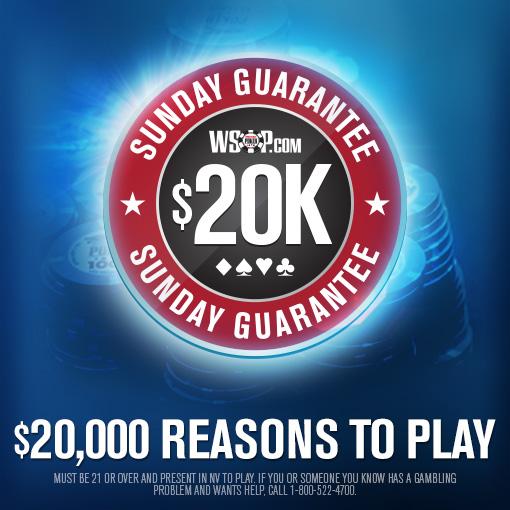 WSOPOnlinePoker's tweet photo. NV: Play the $20,000 Sunday GTD happening now. 2 hours left in late registration. https://t.co/AW8z6Fmk3B https://t.co/p1h4oi7OPI