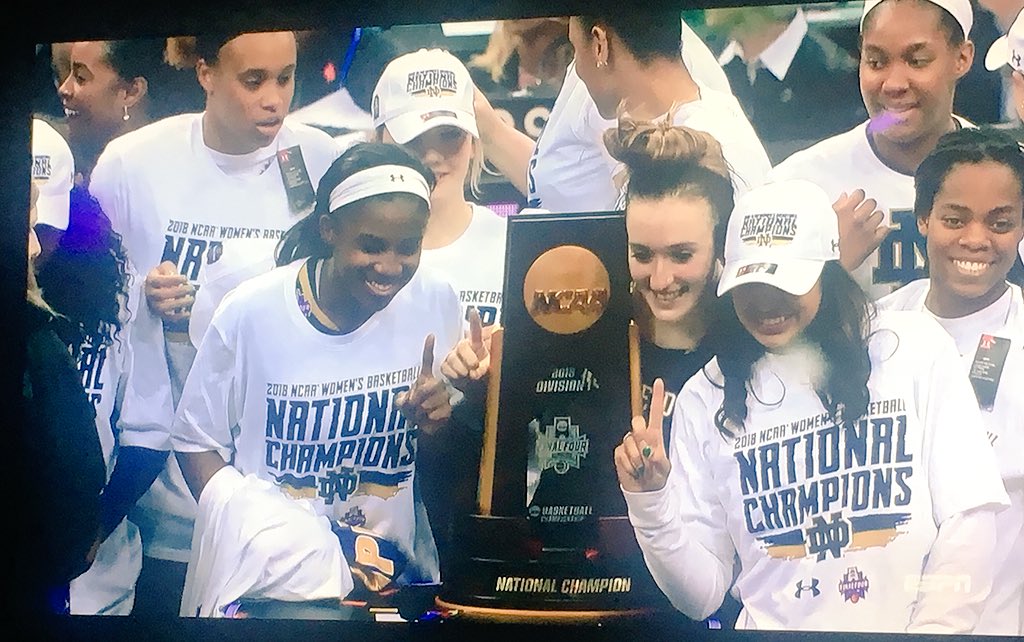 Yesssss!!! 🎉🎉 <a href="/ndwbb/">Notre Dame Women's Basketball</a> takes the 🏆!!! So awesome to see <a href="/JackieYoung3/">Jackie Young</a> win it all! I How cool that <a href="/CoachRuffing/">Nick Ruffing</a> was there to see that Irish 🏀 magic in person! 🎉🎉 #WFF #nationalchampions