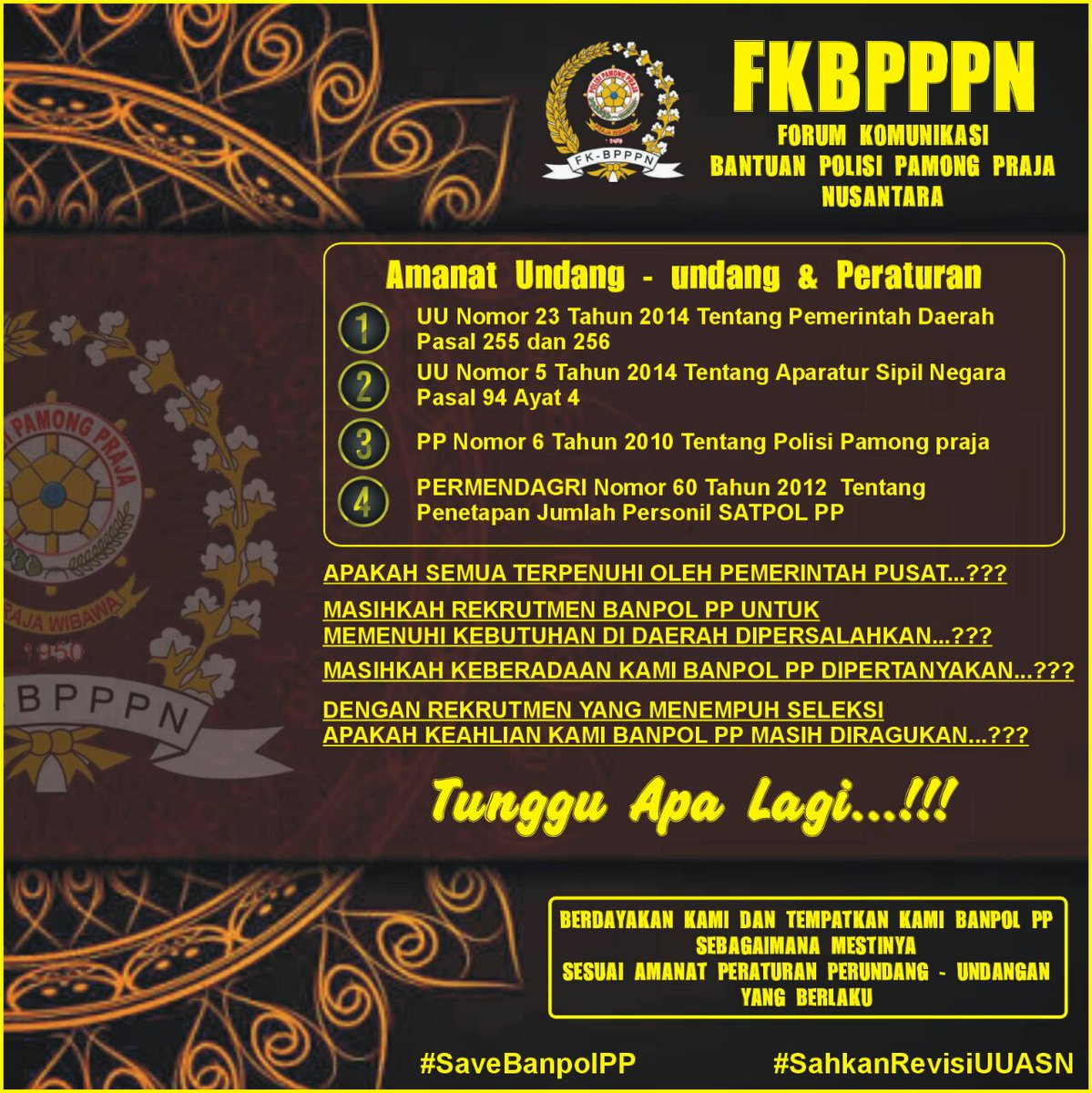 Tegakkan Amanat Undang-Undang melalui Revisi UU ASN No. 5 Tahun 2014

#SahkanRevisiUUASN