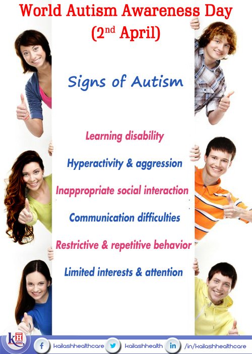 KailashHealth's tweet photo. #WorldAutismAwarenessDay #SignsofAutism #HealthAwareness
People with Autism may experience these early signs, consult doctor for medical advice https://t.co/CQbElnqJPs