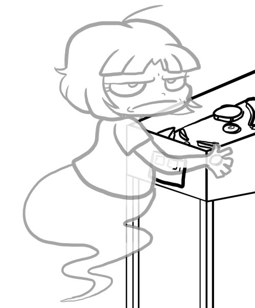 Chorocojo's tweet photo. Alice is the ghost of a pinball wizard. She haunts an up-to-recently abandoned minigolf arcade. Did you know that if you die wearing a shirt with a wizard on it your ghost is stuck wearing it? True facts. #CLCity #OC designed by @Miyozone https://t.co/KPRzPdfDbF