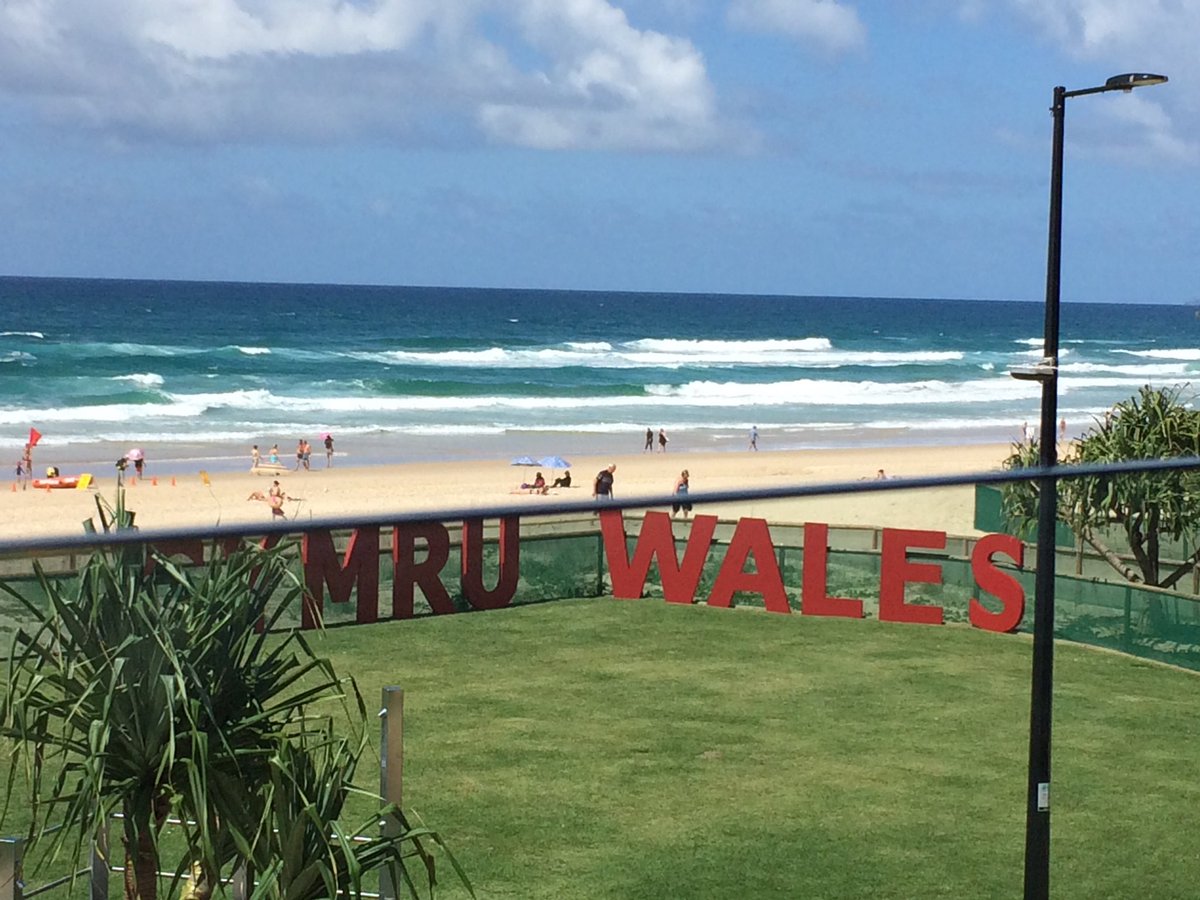 Having a beer at the Welsh base for the commonwealth games.  Fair dinkum.