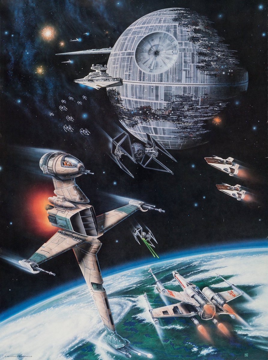 HumanoidHistory's tweet image. STAR WARS poster art by Ralph McQuarrie, Tom Jung, Rick Sternbach, and Witold Dybowski. #scifi #starwars