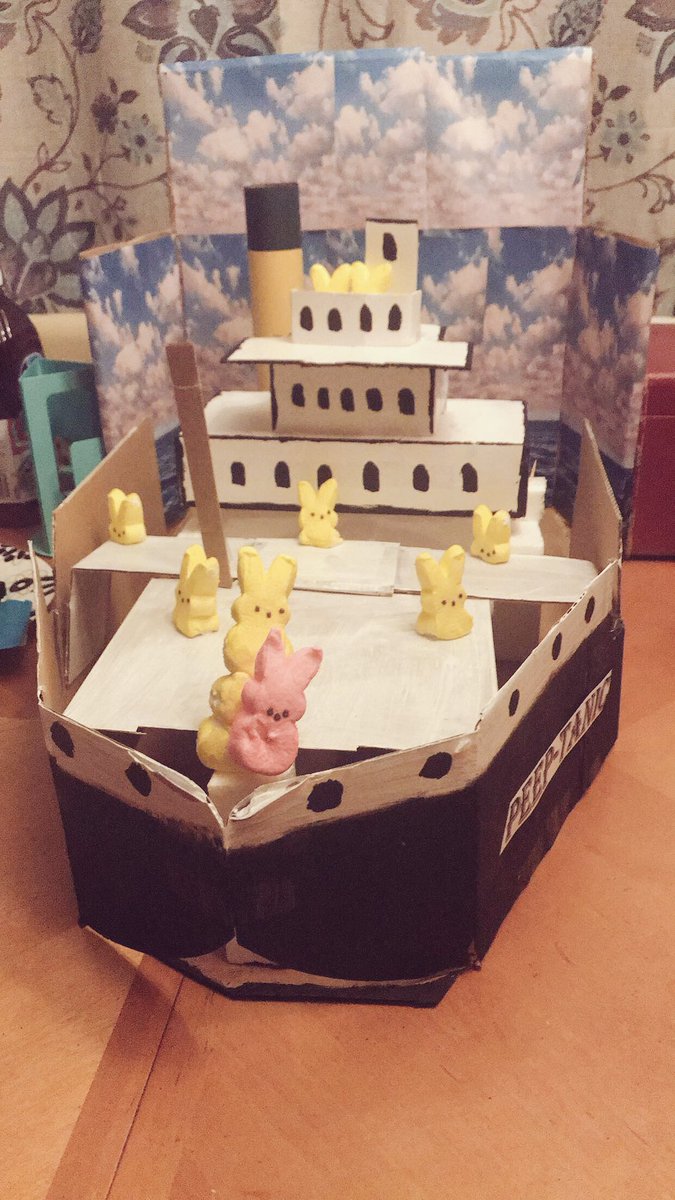 jakislegit's tweet photo. My Anna always hypes my art projects up! She laughed, but said I did a great job! Let’s hope ppl at work vote mine best diorama for Peep-O-Rama 2018 #peepeepeepitup #peeptanic #itslikejackandroseonlysweeter #whatidonsunday #idontreallyhavefriends #ialsoreadalot #andworkout https://t.co/XuLnpzQjCN