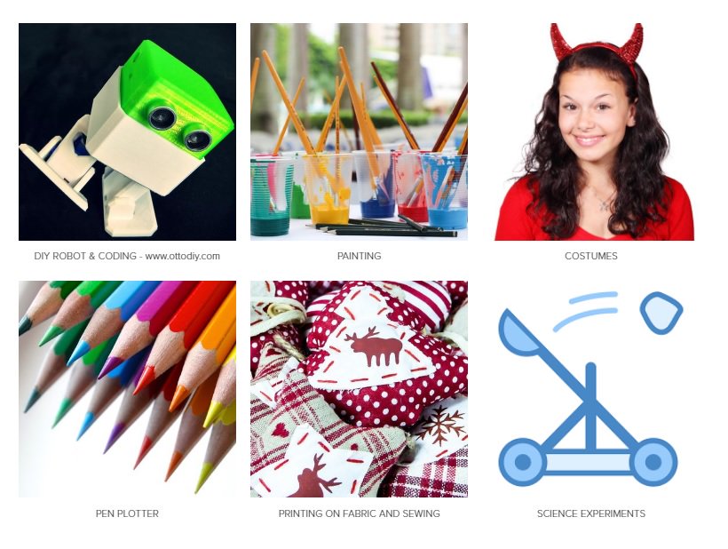 Nurture your student's curiosity and awaken their creativity with additional projects they can make with the <a href="/ulio3d/">ULIO 3D</a> printer

#Robots #coding #3Dprinting #costumes #painting #sewingMachine #Science #makerspace #3dprinters #steam