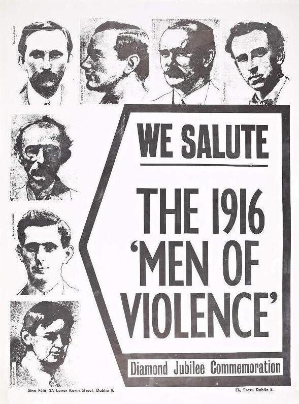 On Easter Monday 1916 the Irish Republic was proclaimed.

Today the Irish Republic continues to be suppressed by the British created 26 county free state neo colony and the 6 county sectarian statelet.