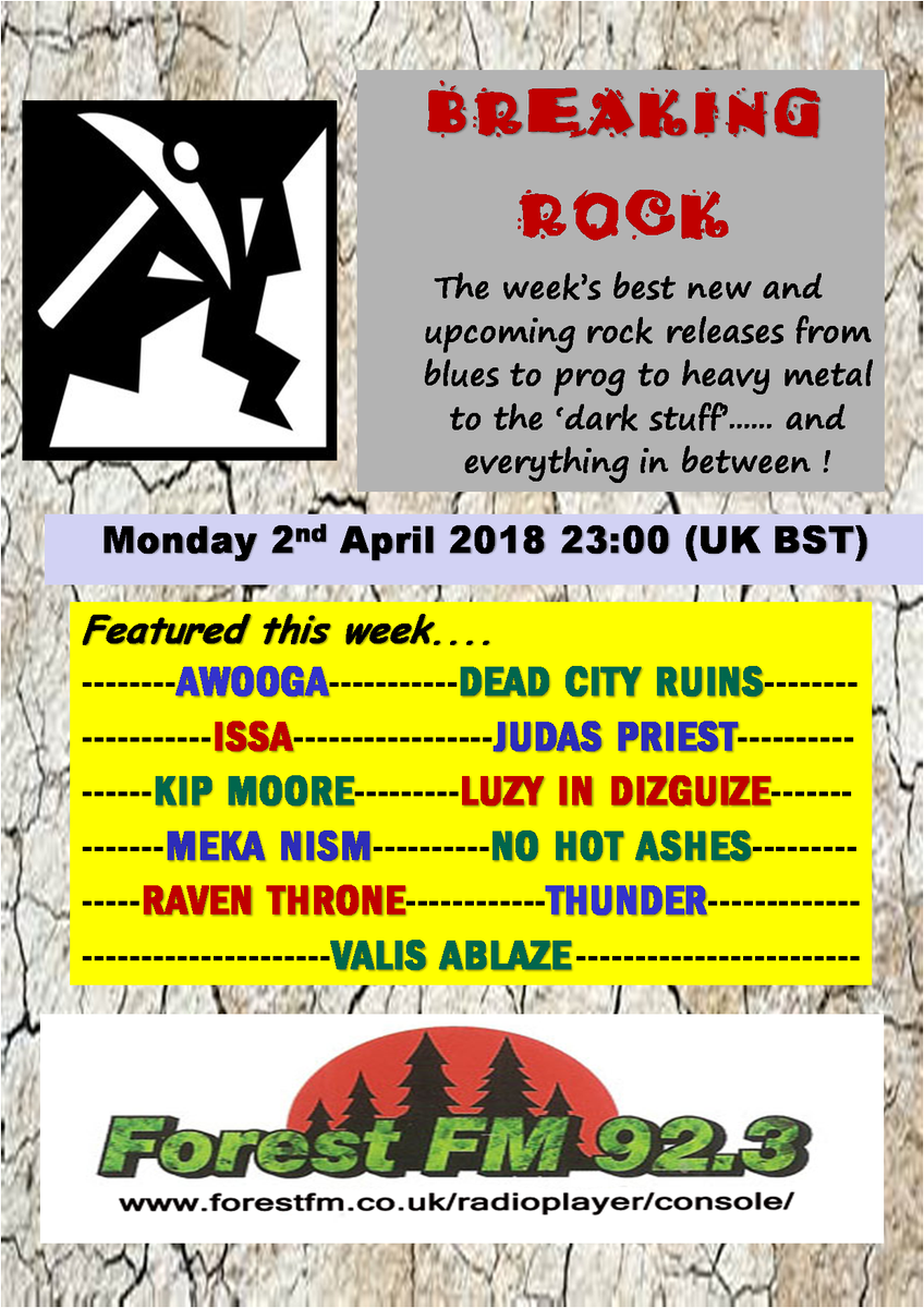 pjbreakingrock's tweet photo. Just announced lineup today's @pjbreakingrock 23.00 (UK) stream https://t.co/sjudUtZAIW @awoogaband @DeadCityRuins #Issa @judaspriest @KipMooreMusic #LuzyInDizguize @MekaNismBand @nohotashesband #RavenThrone @thundertowers @Valis_Ablaze #bestnewandupcomingrockreleases #RadioShow https://t.co/oLqH08khps