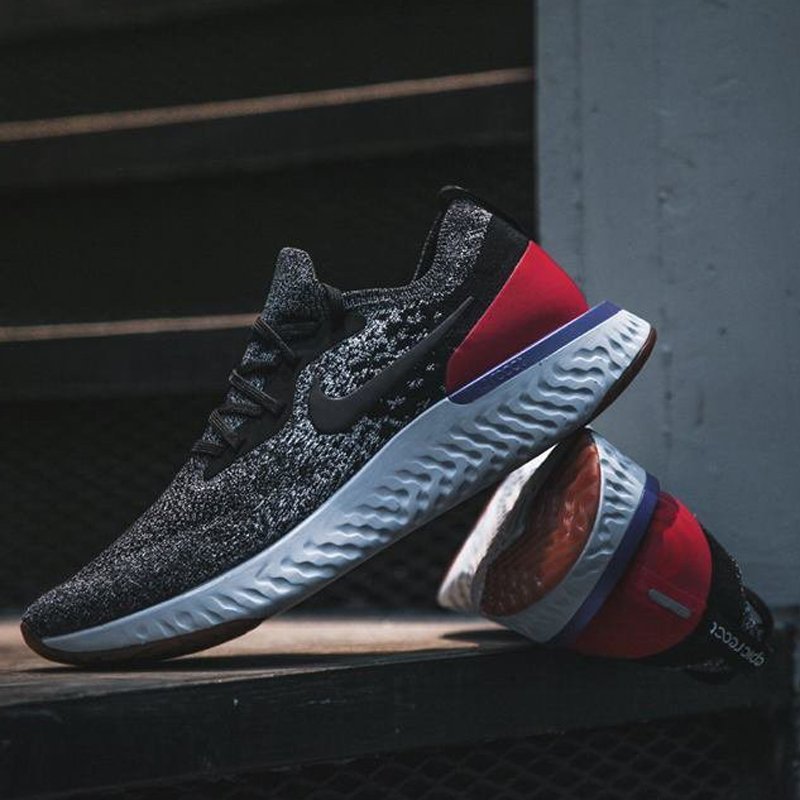 nike epic react flyknit black white red orbit