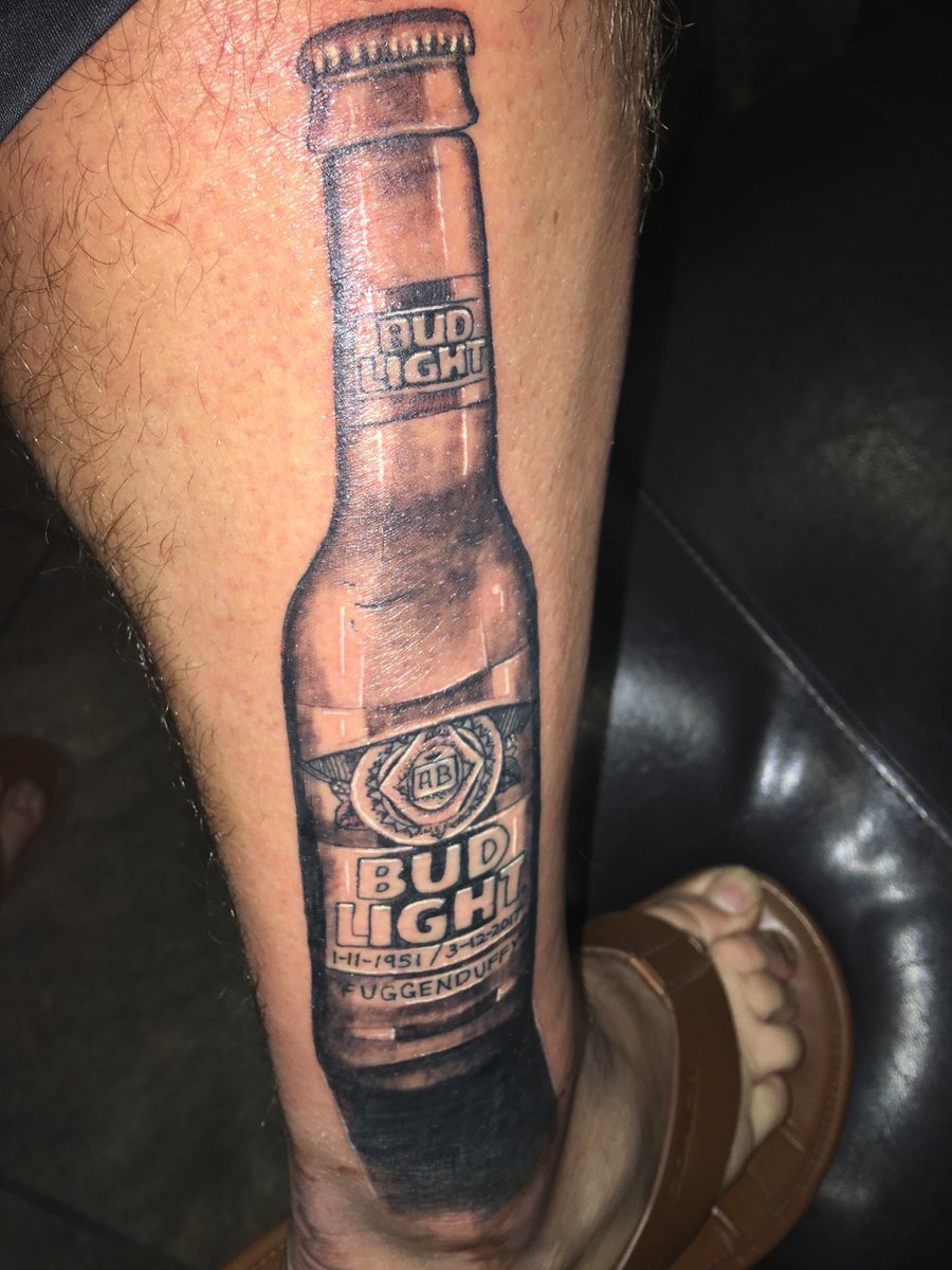 fuggenduffy's tweet photo. @elrhino_the_terrible thoughtful tribute to @fuggenduffy - Two buddies who understood each other! #family #friendship #budweiser #tattoo #ripduffy #missudad #fuggenduffy #motocross #tribute #untilanotherday #oneofakind https://t.co/9KlThZimeE