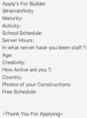 HeroInfinity's tweet image. Applys para Builders (Favor de Contestar con Sinceridad) 

(Si nos Interesas te Mandaremos Mensaje Directo)

ATT: Staff de HeroInfinity