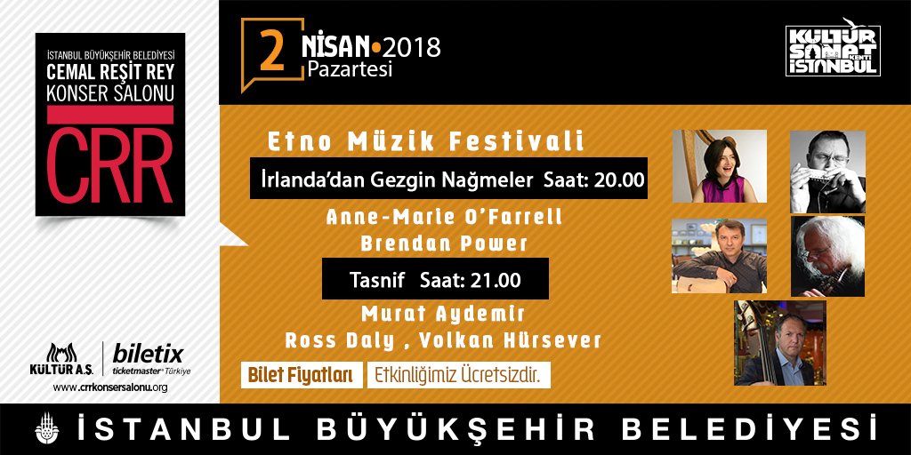 İstanbul Büyükşehir Belediyesi Kültür Daire Başkanlığı yine bir ilke imza atıyor. Dünya çapında sanatçılar, Arakan için bir araya geliyor. Üç gün sürecek olan Uluslararası Etno Müzik Festivali, Cemal Reşit Rey Konser Salonu'nda başlıyor.

Etkinlik Ücretsizdir.