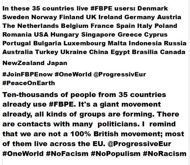 janejane24's tweet photo. The hashtag #FBPE was created by myGroup #ProgressiveEurope. We meant toUnite all proEU tweeps inEurope , fight farright+farleft parties trying to destroy #EUUnion. We support #UKRemain + #USAResistance #FBR. Many ppl with #FBPE accounts are Europeans and USCitizens. https://t.co/hrtXvNIgtJ