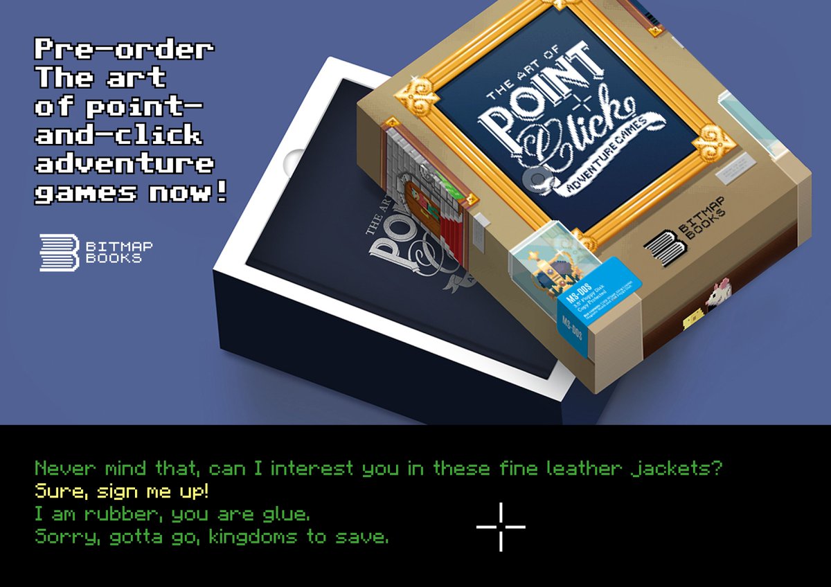 bitmap_books's tweet photo. PRE-ORDER THE ART OF POINT-AND-CLICK ADVENTURE GAMES NOW!
👉🏻 https://t.co/isQUUaIeLp https://t.co/cDUG2CU3Cd