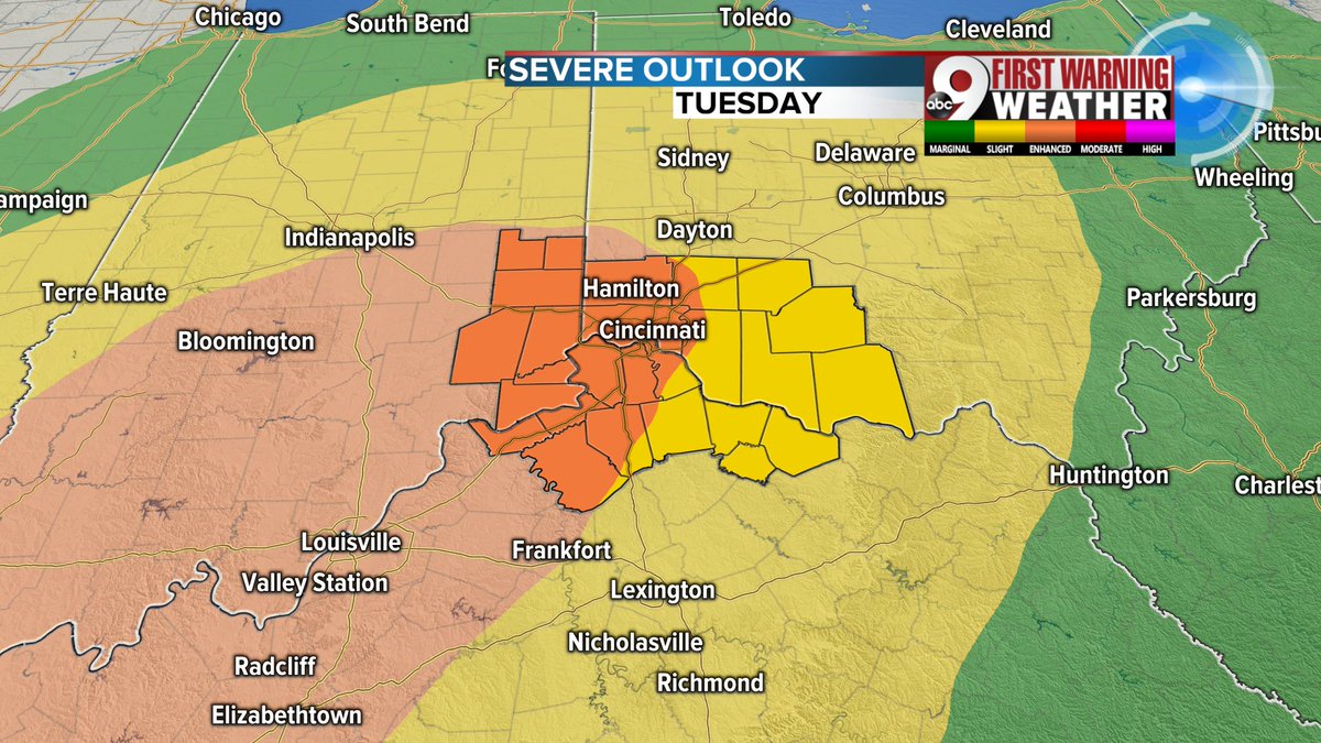 Steve Raleigh Wcpo On Twitter New The Storm Prediction Center Is Focusing In On Severe Weather Concerns For Tuesday In The Ohio Valley An Enhanced Risk Of Severe Weather Includes The Threat