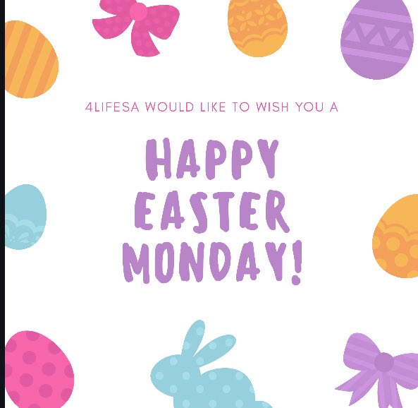 4LIFESALP1's tweet photo. Happy Easter Monday from all of us at 4LifeSA! https://t.co/sxkq01dZsv