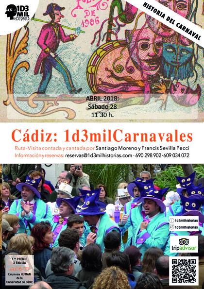 1d3milhistorias's tweet photo. Rutas para el mes de abril:
 Cádiz y su Teatro Falla: Domingo 8 y Domingo 22, 11´30 h.
 Cádiz y la Guerra Civil: Sábado 14, 12´00 h.
 Cien años desde que nació. Paco Alba 1918-2018, Sábado 21, 11´30 h.
 Cádiz, 1d3milCarnavales, Sábado 28, 11´30 h reservas@1d3milhistorias.com https://t.co/DYZ1QmMMGG