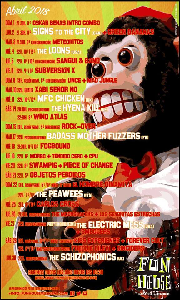 BAMotherfuzzers's tweet photo. Live #FUNHOUSEMUSICBAR #MADRID 17:04:2018 #BADASSMOTHERFUZZERS https://t.co/z80qkF5d9R