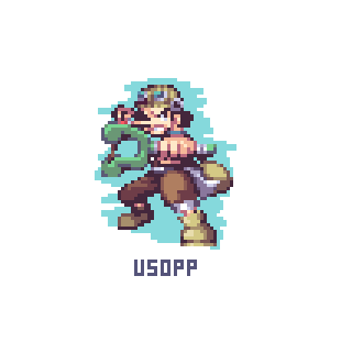 Puking Rabbit お仕事募集中 One Piece Usopp 昨日一日中寝てて上げるの忘れてたエイプリルフール用ウソップ アラバスタ編まではよかった ﾄﾞﾔｧｧｧ クソアリガトウゴザイマシタくらいまでしか読んでない Picopiyo Pixelart ドット絵