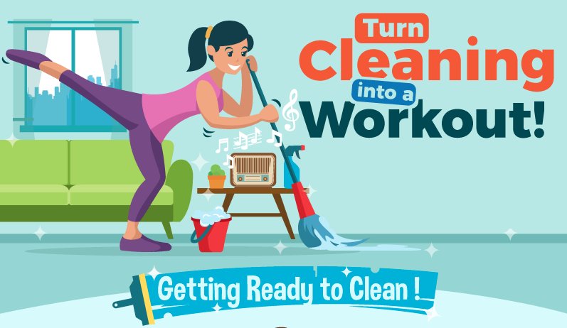 #INFOGRAPHIC - How to Turn House Cleaning Into a #Workout - >> buff.ly/2GLHmtk by <a href="/happycleans/">HappyCleans of Oklahoma City</a>