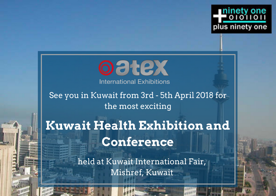 plus91's tweet photo. Be part of the Kuwait Health Exhibition & Conference taking place at #Kuwait International Fair, #Mishref from 3 - 5 Apr 2018. @kuwaithealthex @AtexExhibitions #KuwaitHealth https://t.co/IHVYylLCjn