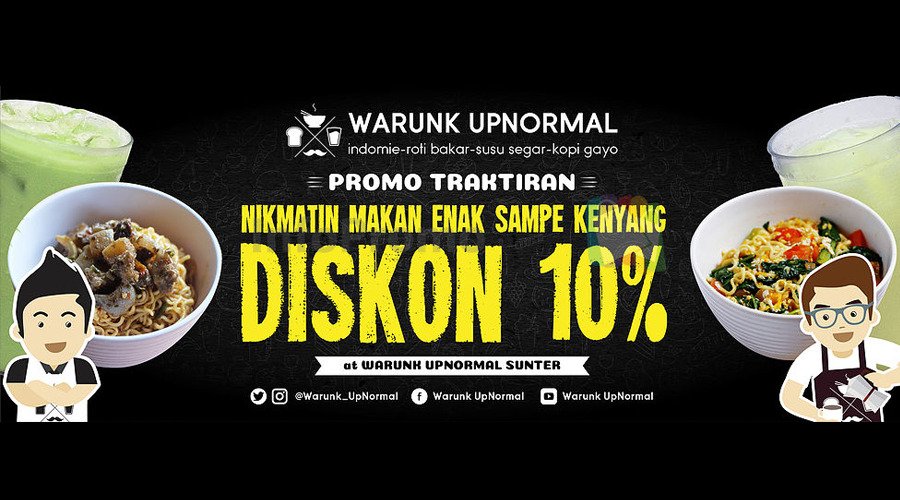 infopromomedia's tweet image. Nikmati Promo Traktiran Makan Enak Sampai Kenyang Diskon 10% Di Warunk Upnormal

Untuk info jelasnya segera kunjungi infopromo.co.id  dan juga dapatkan info promo-promo lain nya di Indonesia

 #WarunkUpnormal

infopromo.co.id/index.php?menu…