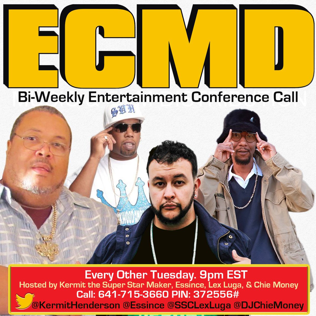 DJ7CC's tweet photo. TUES 9pmEST @ECMDradio ConfCall w/ @ClayMeltonMusic @Essince @ChieMoney  @ssclexluga @mommieactivist @DJPUNCH317 @DJ7CC @anttherapper @kolamar317 @JuJuSwagShawty @DjChieMoney @3gsunlimited @ChrisUNRULY @kdr216 @KIANAS704 @thelogtvnetwork @itsjoshgraham @NE3Music @KermitHenderson https://t.co/eyDjelx7gX