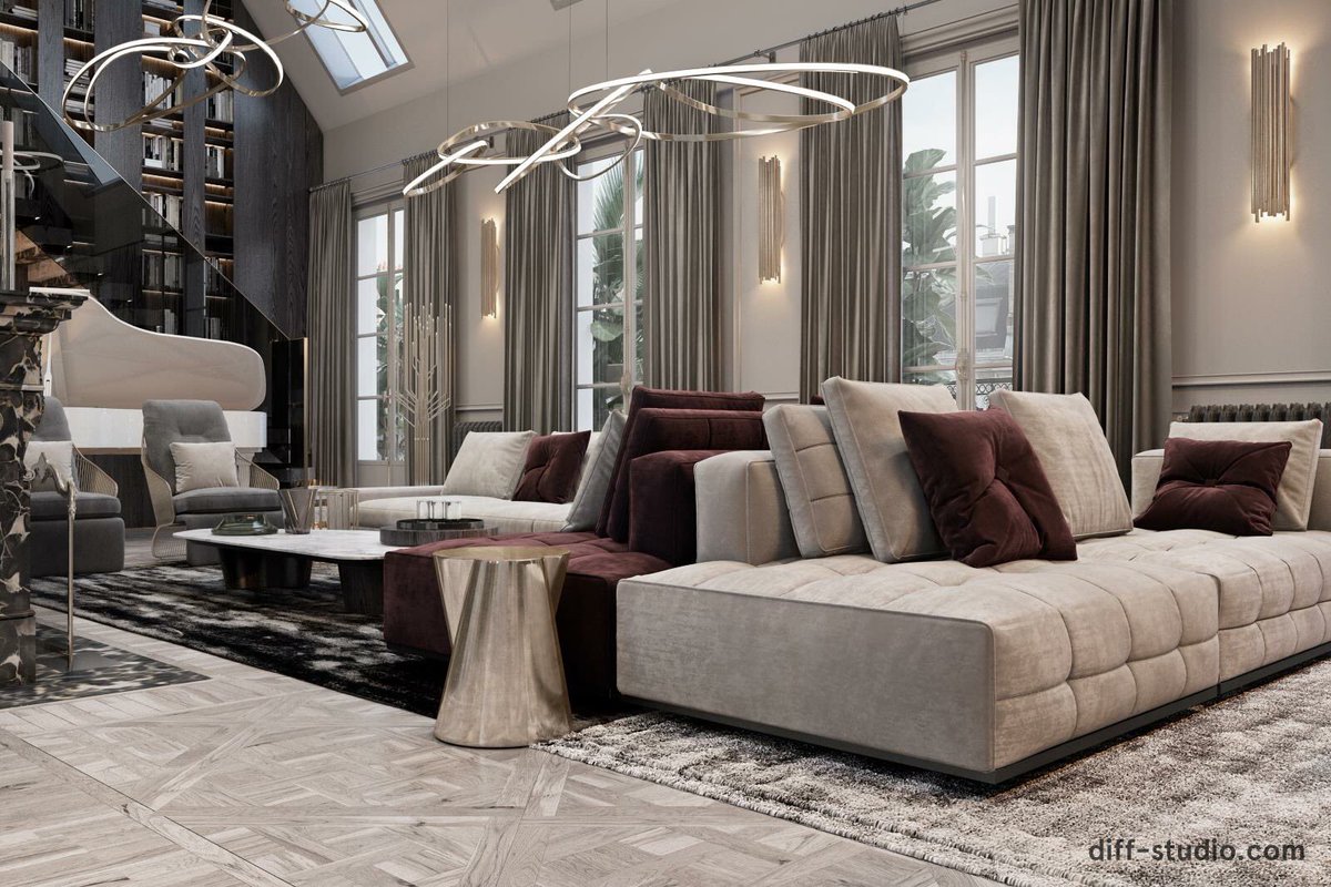 Diff.Studio on Twitter: "Two-level apartment with a chic and defiant touch - #diff #diffstudio #diffdesign #interiordesign #architecture #space #apartment #living #marble #wood #gold #brass #minotti #paris #france https://t.co/GyGDlx33F0" / Twitter