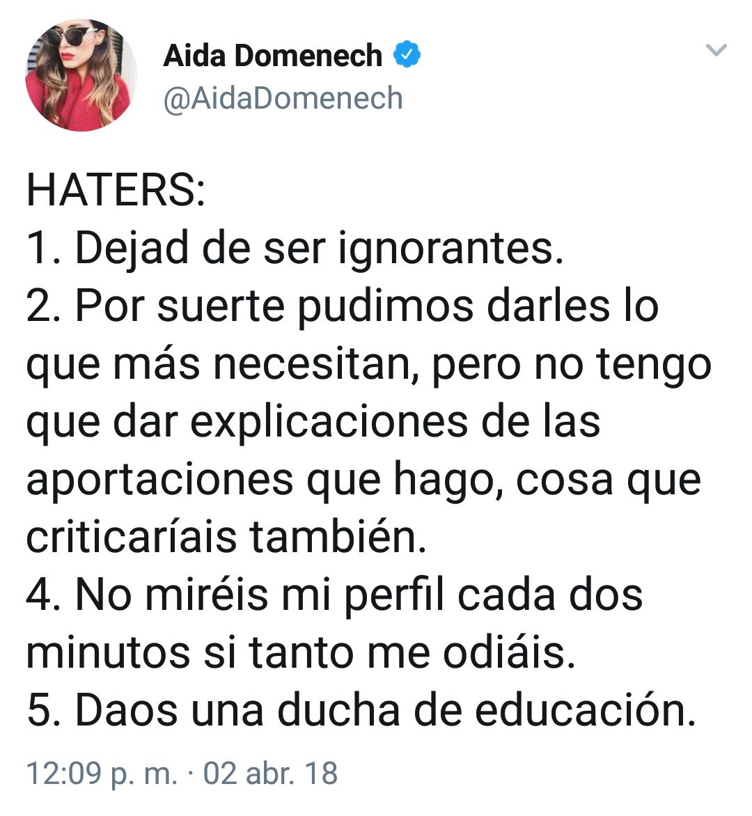 Cuando la influencer Dulceida te llama ignorante, pero no sabe contar del 1 al 5. 
<a href="/AidaDomenech/">AidaDomenech</a>