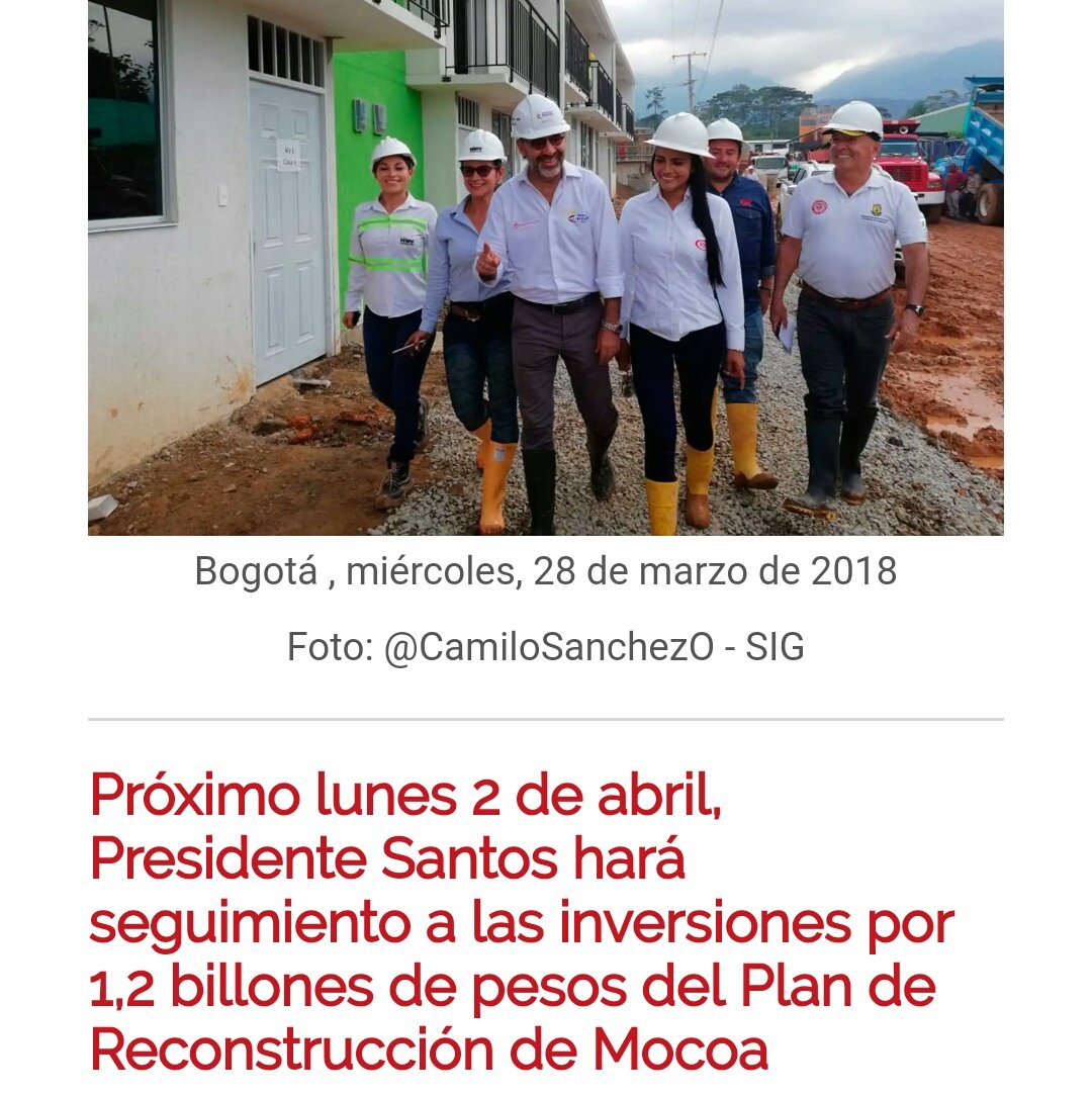 CamiloSanchezO's tweet image. Les comparto noticia vía ➡ @infopresidencia 👍 #FelizSemana #AsíAvanzaMocoa 🏠